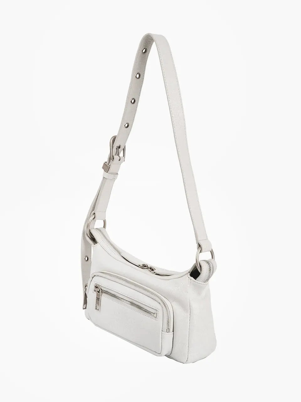 Marge Sherwood Outpocket Hobo Mini in off white cracked, view 5