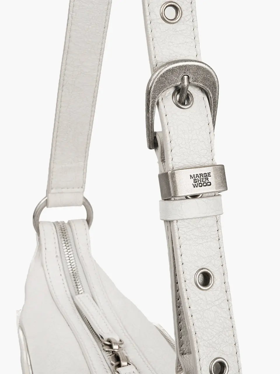 Marge Sherwood Outpocket Hobo Mini in off white cracked, view 7