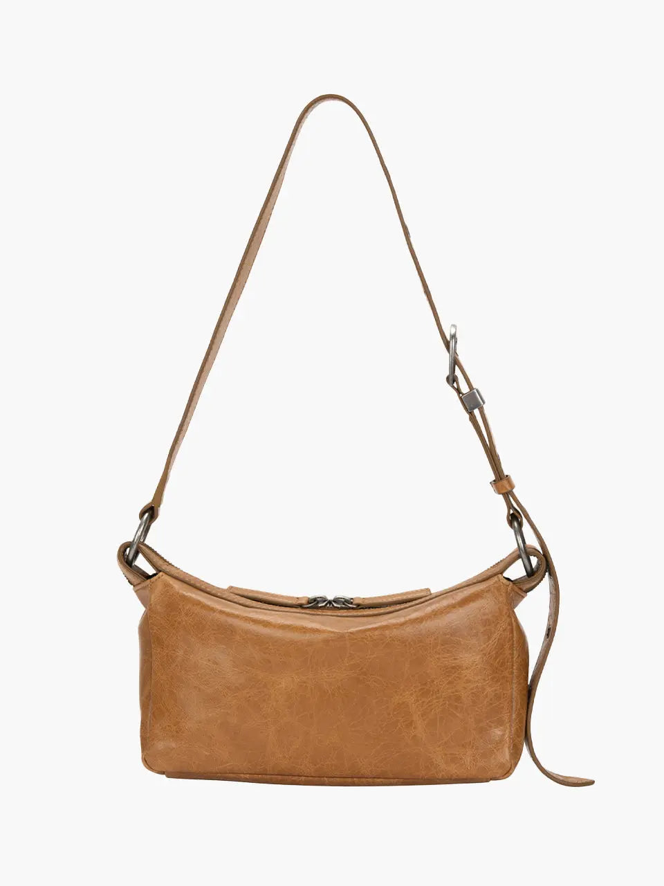 Marge Sherwood Outpocket Hobo Mini in soft camel pull-up crinkle, view 6