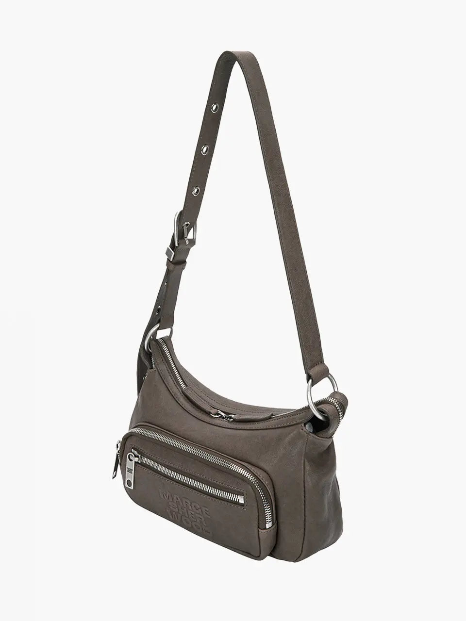 Marge Sherwood Outpocket Hobo Mini in taupe washed nappa, view 7