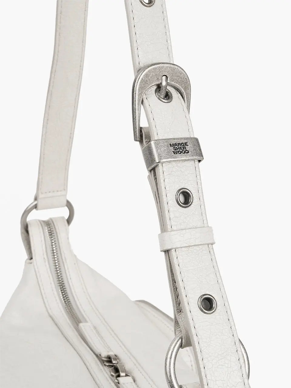 MARGESHERWOOD Outpocket Hobo Shoulder Bag Off White Cracked strap