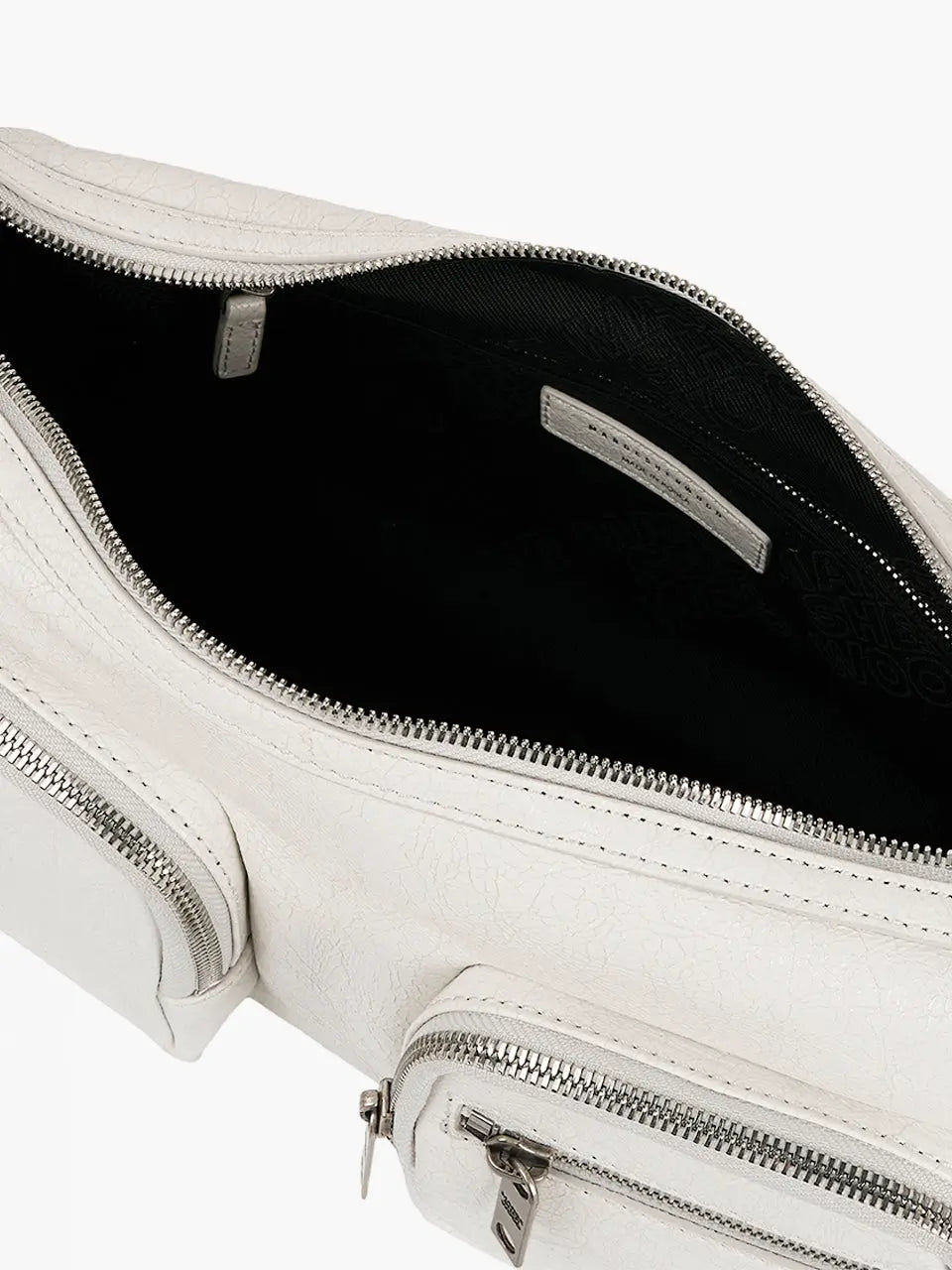 MARGESHERWOOD Outpocket Hobo Shoulder Bag Off White Cracked interior