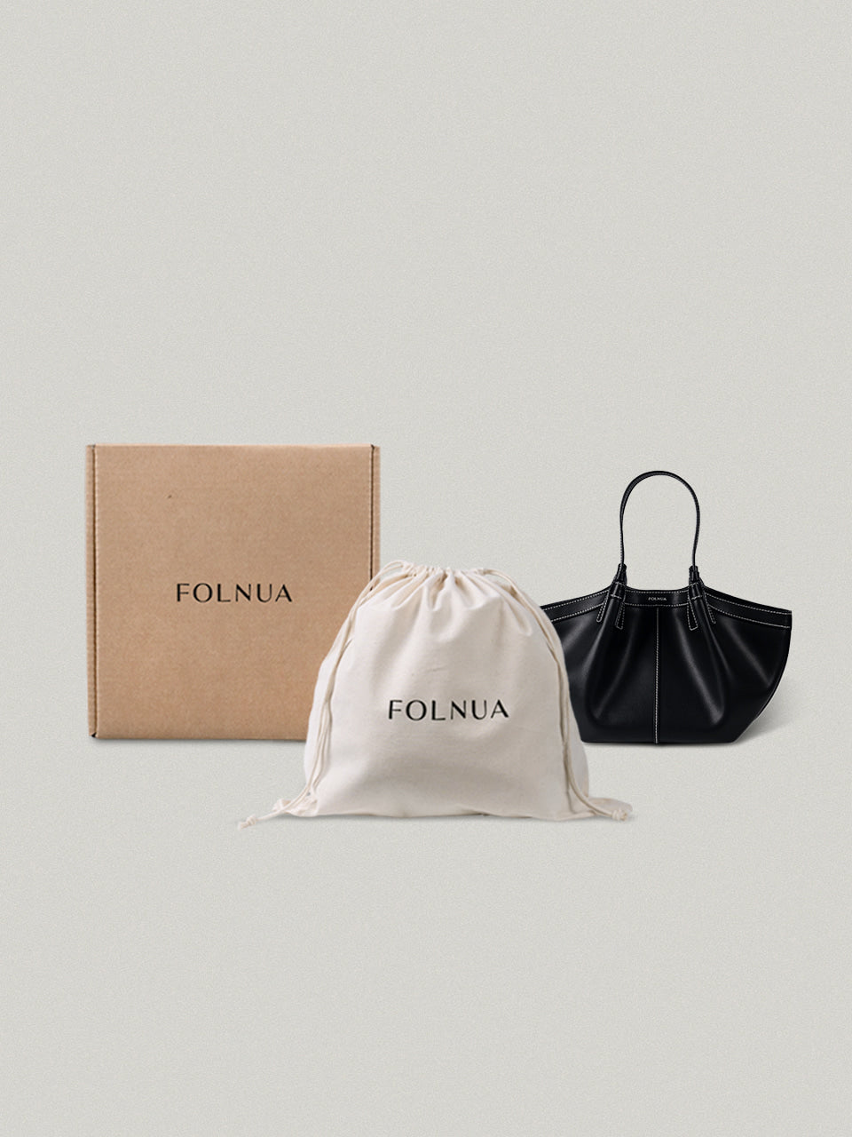 FOLNUA Mini Shell Bag - Black Stitch