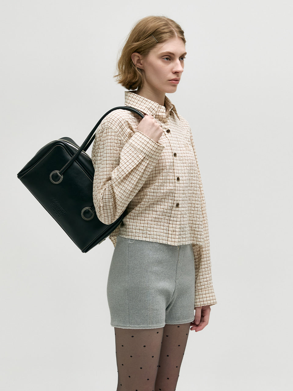 MARGESHERWOOD Soft Boston Bag - Black Plain