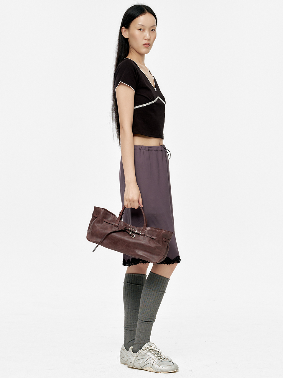 MARGESHERWOOD Grandma Used Bag - Wine Pull-up Leather