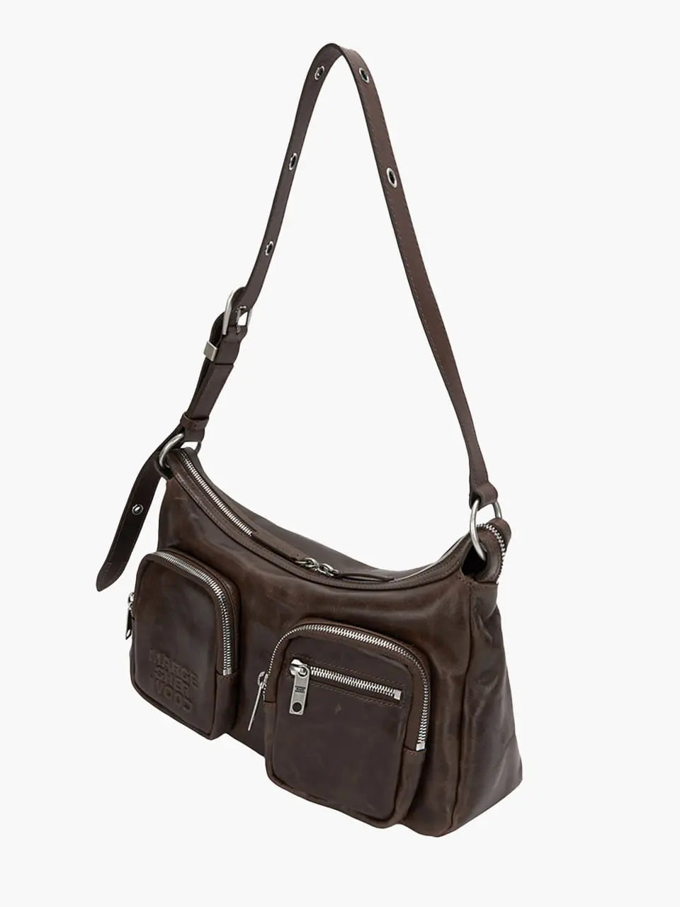MARGESHERWOOD Outpocket Hobo Shoulder Bag Washed Brown Pull-Up styled