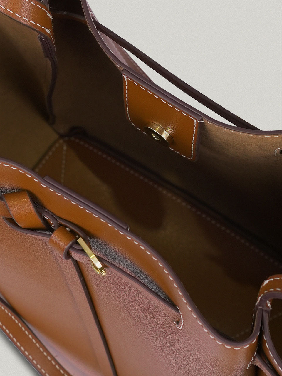 FOLNUA Mini Anthos Bag Brown - Stitch - interior