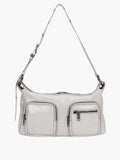 MARGESHERWOOD Outpocket Hobo Shoulder Bag Light Grey Glossy Plain front