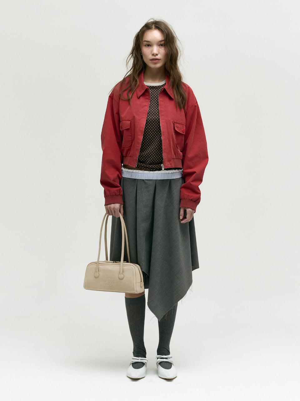 MARGESHERWOOD Soft Boston Ew Baguette Bag - Nude Nubuck