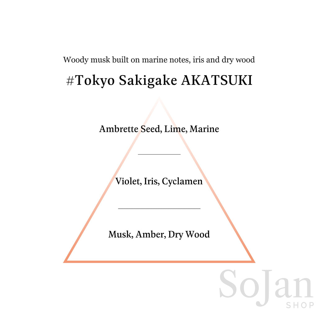 AHRES Sound Skin Perfume Tokyo Sakigake AKATSUKI marine, iris and dry wood fragrance pyramid