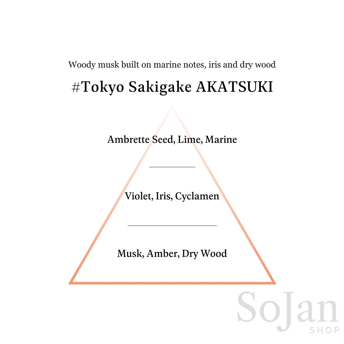 AHRES Sound Skin Perfume Tokyo Sakigake AKATSUKI marine, iris and dry wood fragrance pyramid