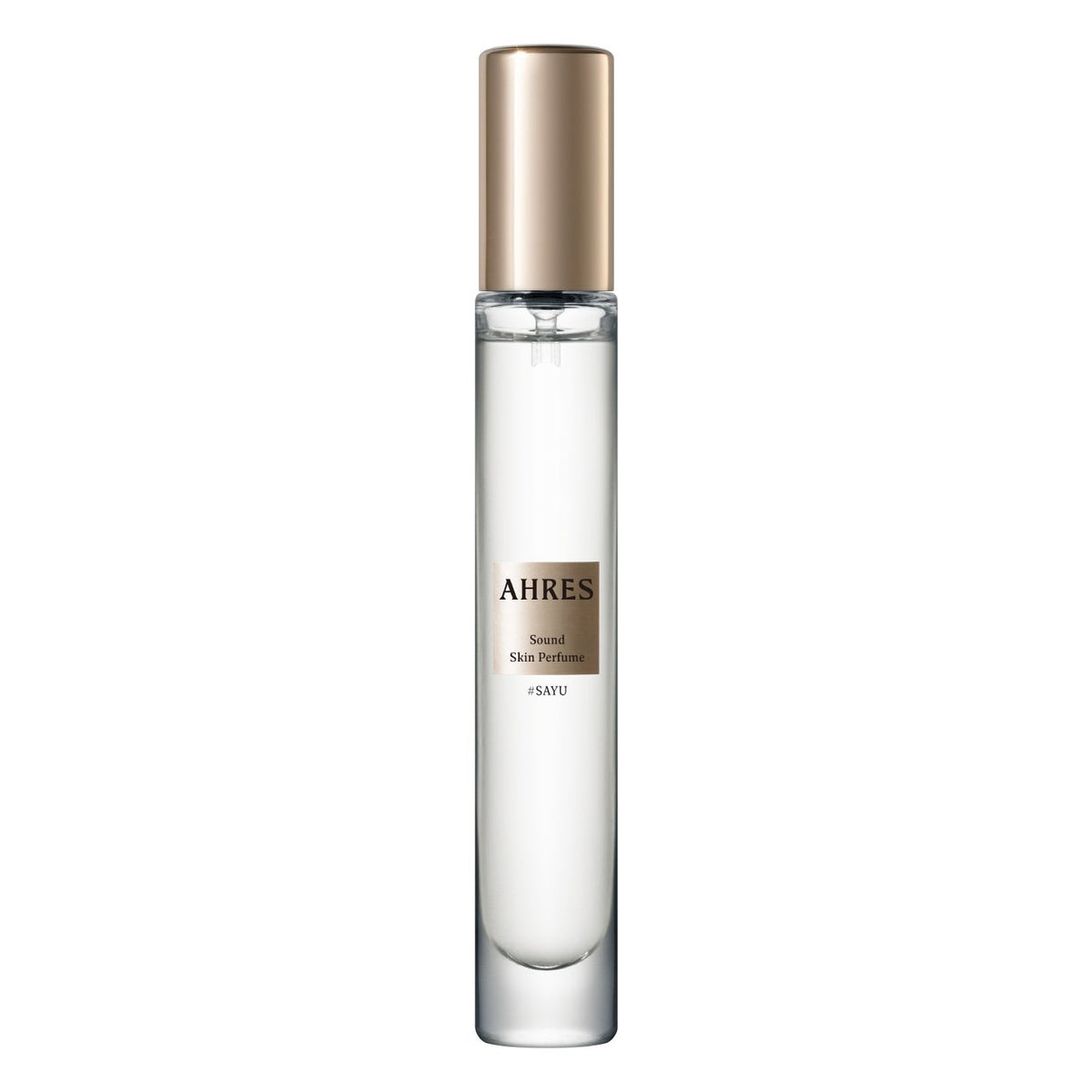 AHRES Sound Skin Perfume SAYU 8ml spray tube shown to scale