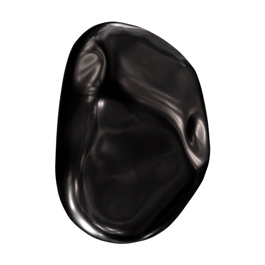 AHRES a stone, SAYU solid perfume in Black, glossy river-stone case