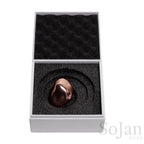 AHRES a stone, SAYU Pink case in the open gift box with black foam