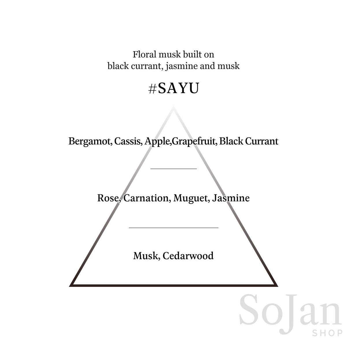 AHRES Sound Skin Perfume SAYU black currant, jasmine and musk fragrance pyramid