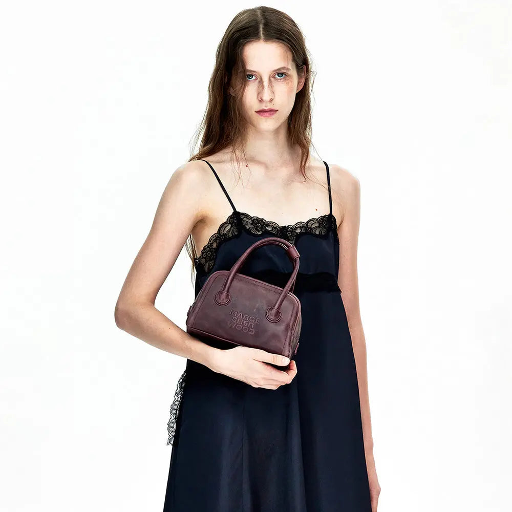 MARGESHERWOOD Soft Tote Mini Bag in Wine Pull-up leather