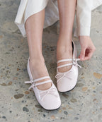 Rockfish Weatherwear Square Toe Two Strap Maryjanes Pink worn adjusting strap