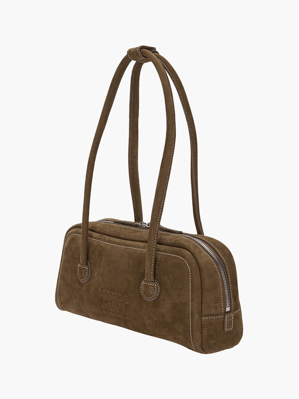 MARGESHERWOOD Soft Boston Ew Baguette Bag - Chestnut Nubuck