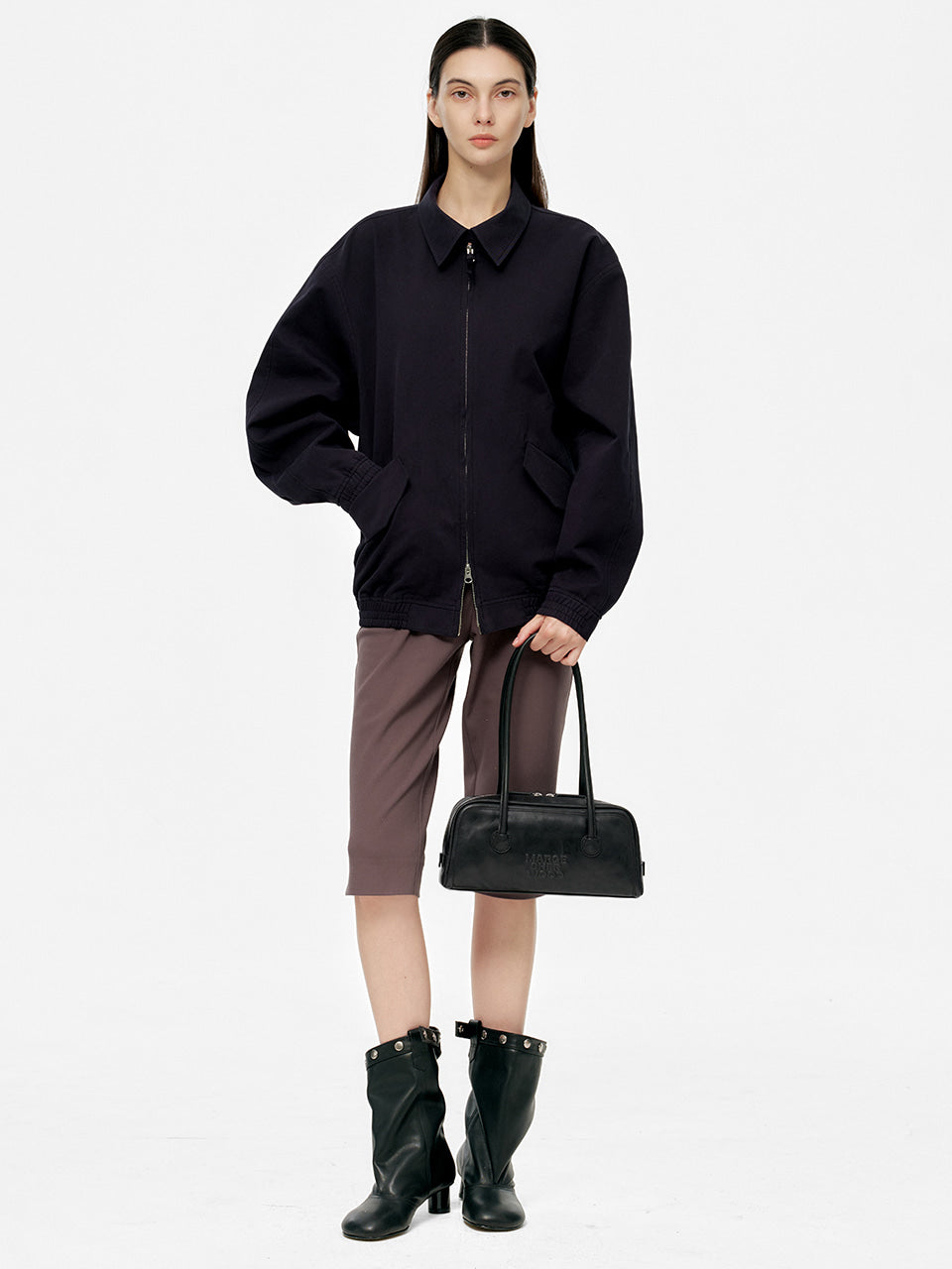 MARGESHERWOOD Soft Boston Ew Baguette Bag - Black Leather