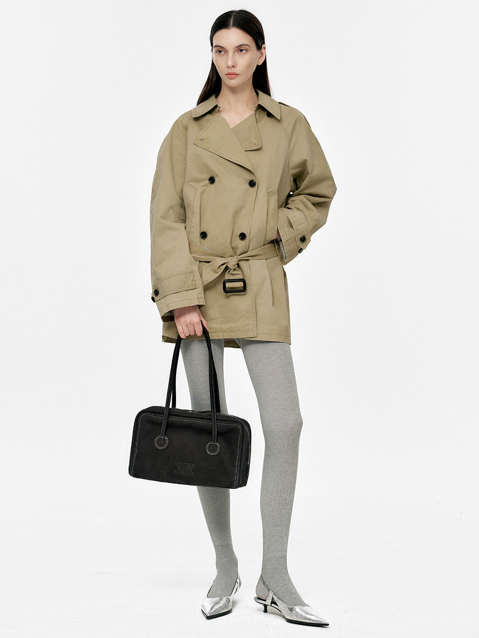 MARGESHERWOOD Soft Boston Bag - Black Nubuck