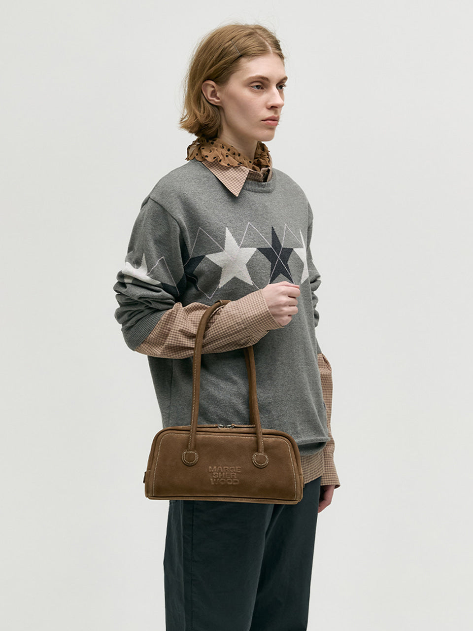 MARGESHERWOOD Soft Boston Ew Baguette Bag - Chestnut Nubuck