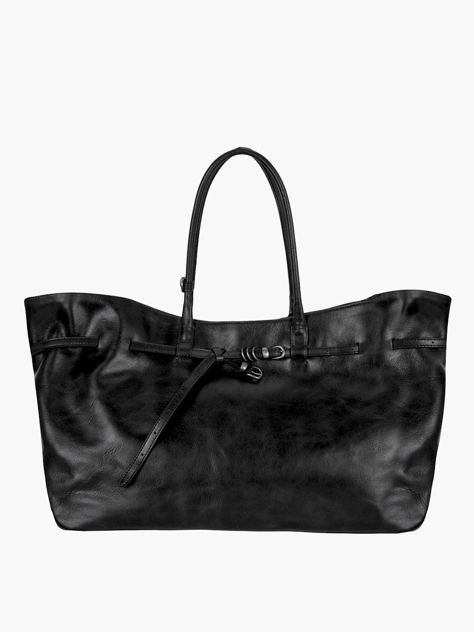MARGESHERWOOD Grandma Used Bag XL - Black Pull-up Leather