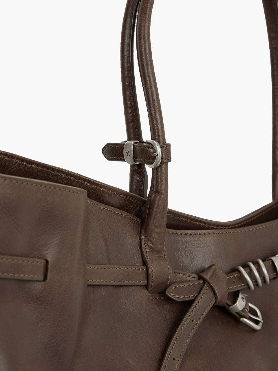 MARGESHERWOOD Grandma Used Bag Large - Washed Brown Pull-up Leather