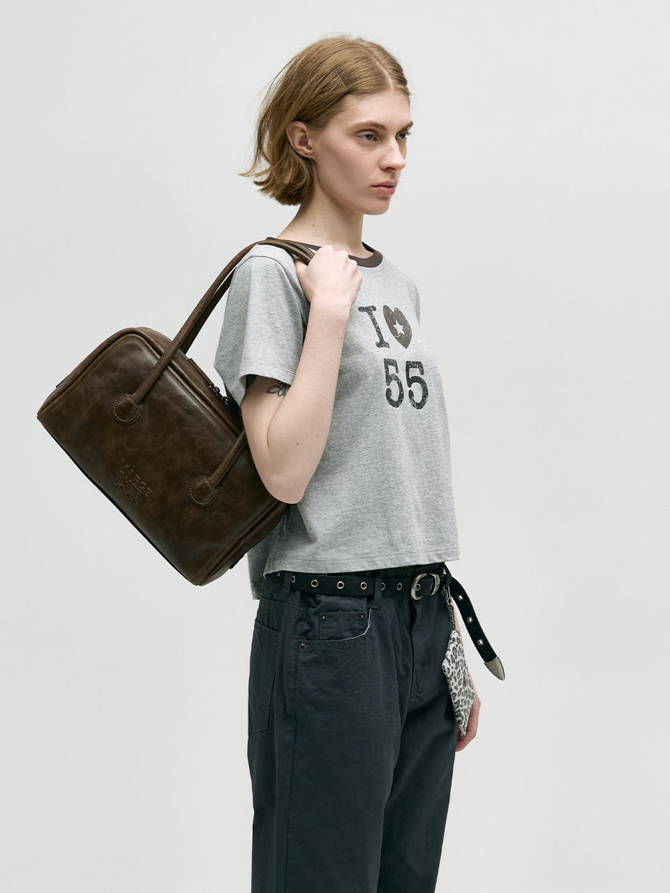MARGESHERWOOD Soft Boston Bag - Washed Brown Leather