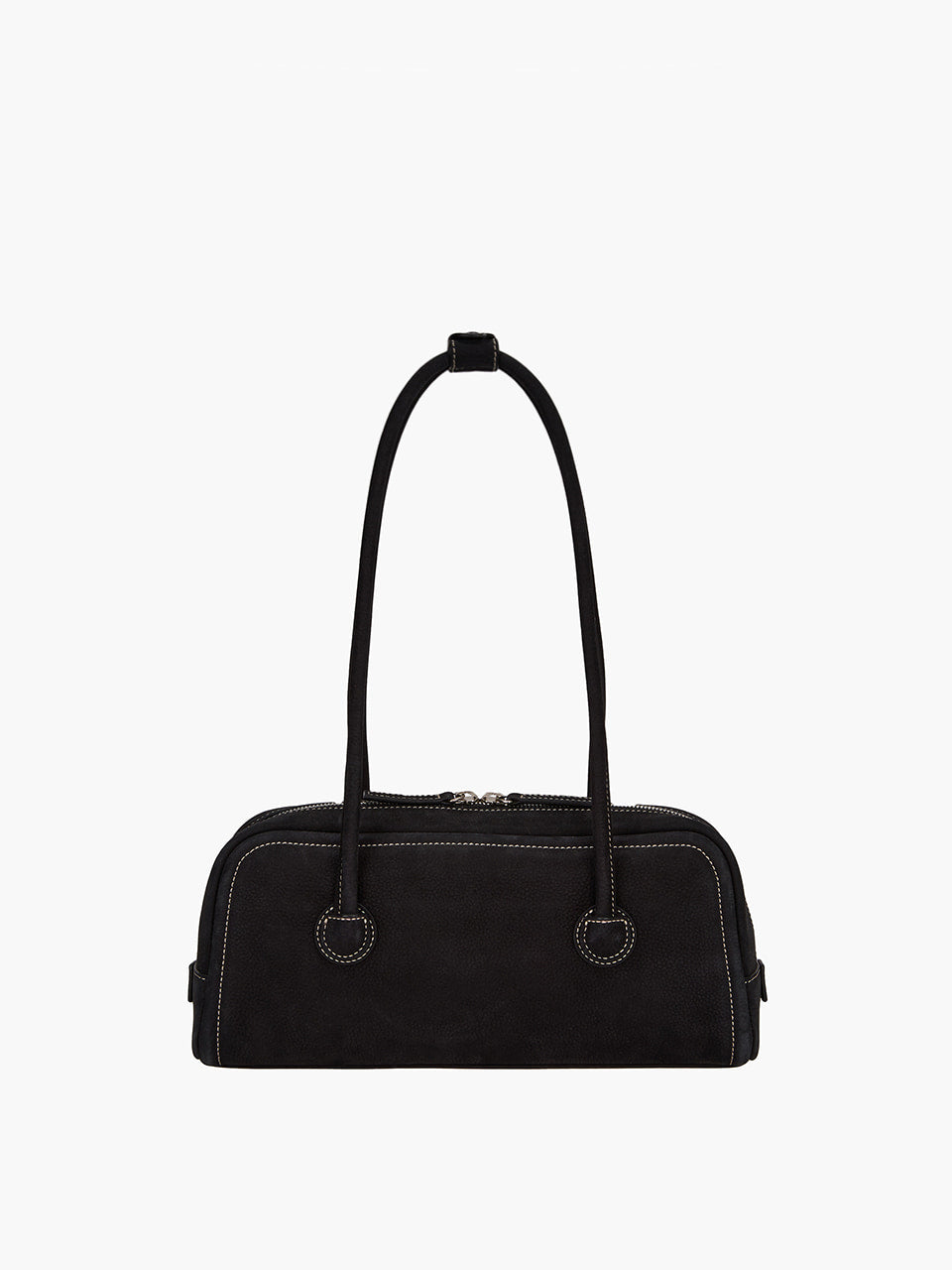 MARGESHERWOOD Soft Boston Ew Baguette Bag - Black Nubuck