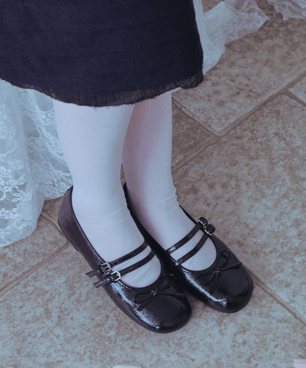 Rockfish Weatherwear Square Toe Two Strap Maryjanes Brown worn with socks side view