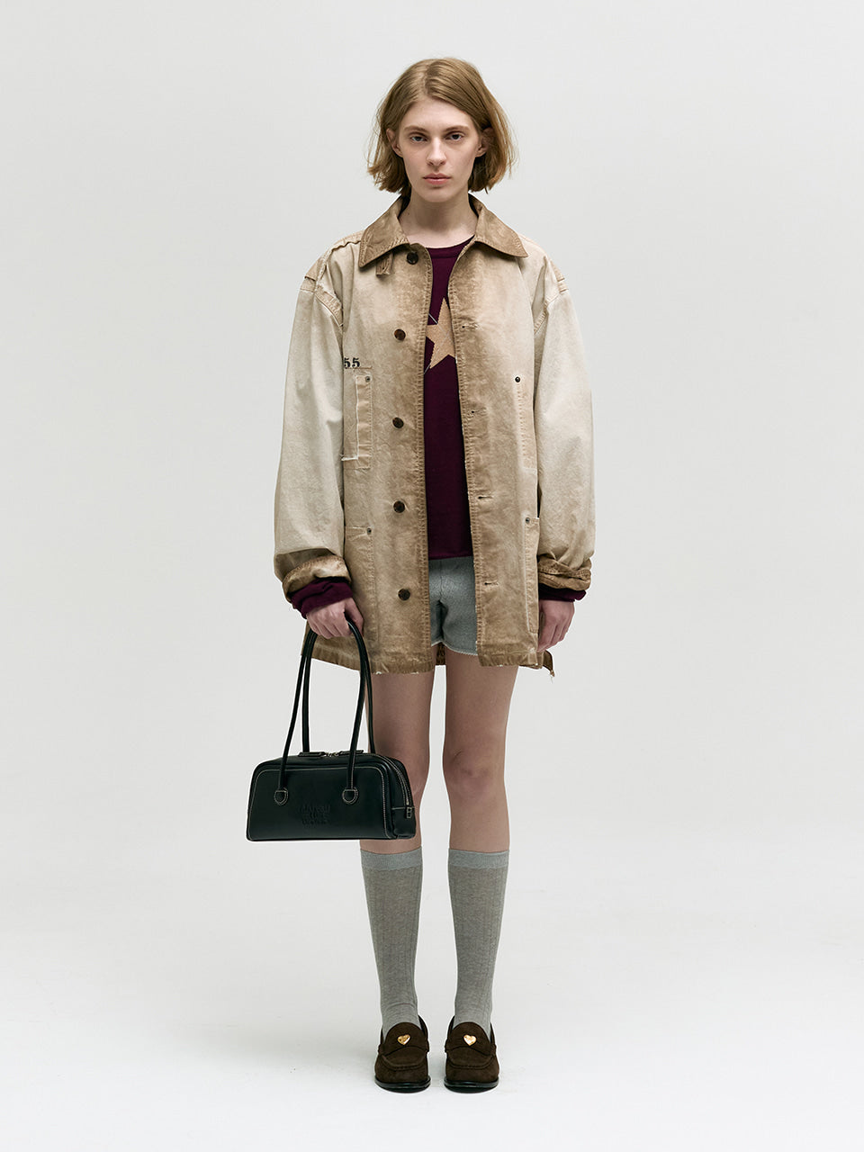 MARGESHERWOOD Soft Boston Ew Baguette Bag - Black Plain