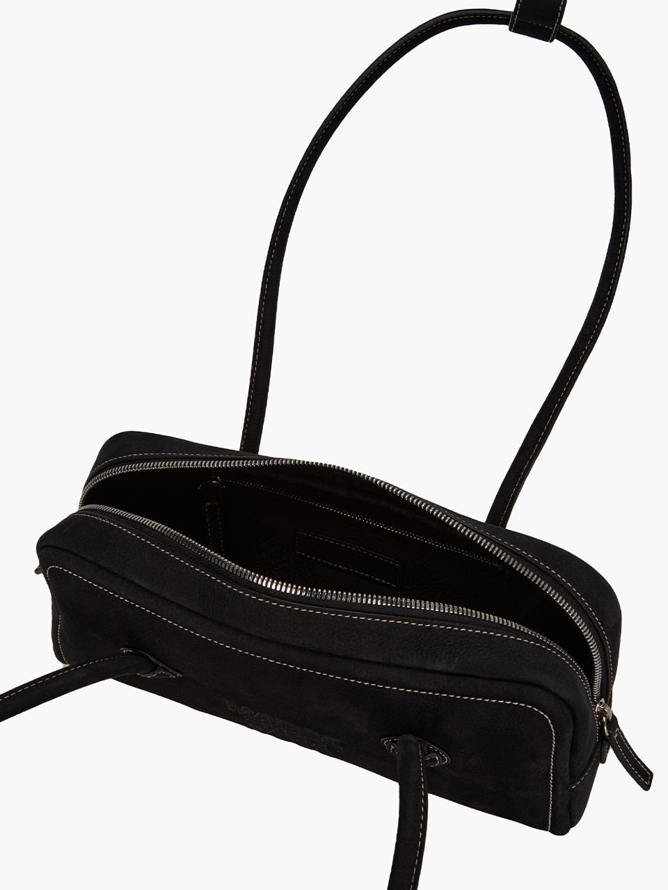 MARGESHERWOOD Soft Boston Ew Baguette Bag - Black Nubuck