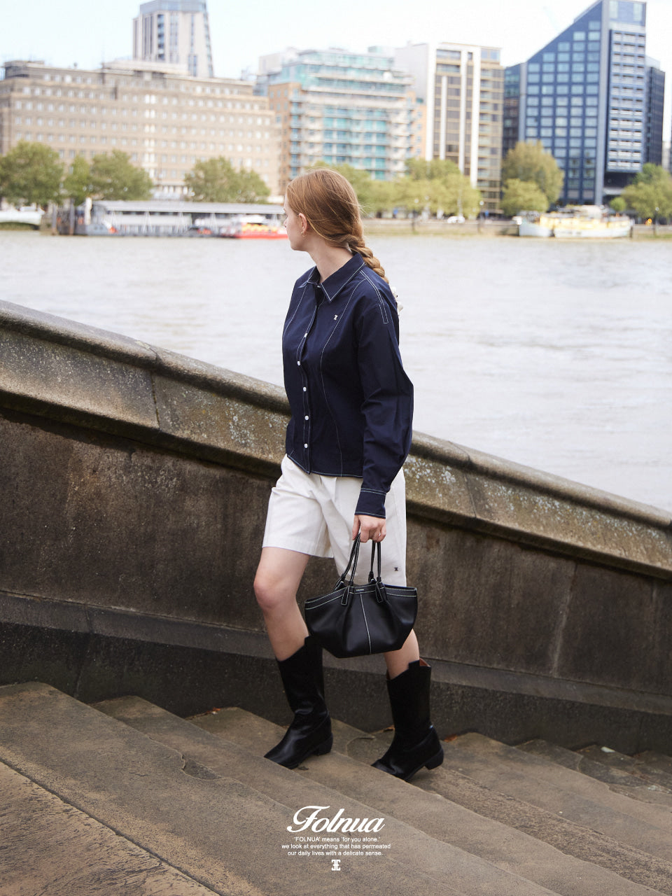 FOLNUA Mini Shell Bag - Black Stitch