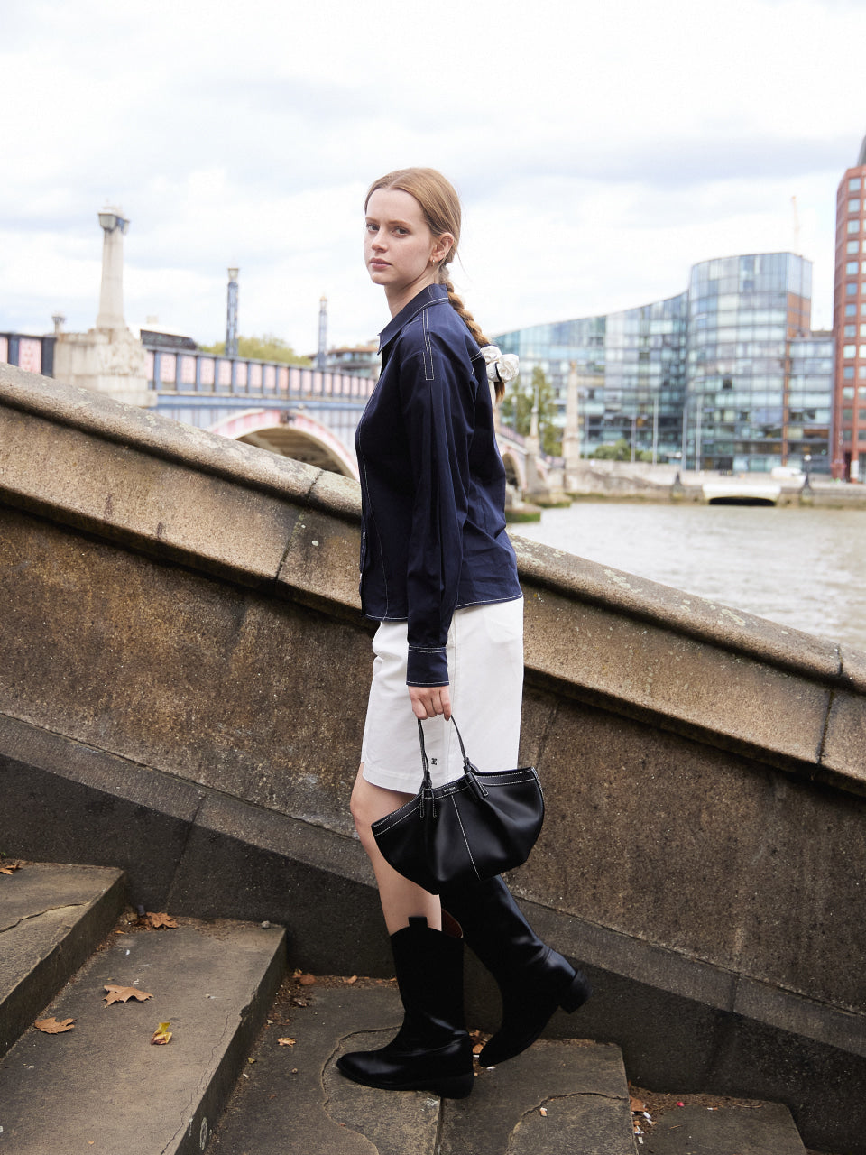 FOLNUA Mini Shell Bag - Black Stitch