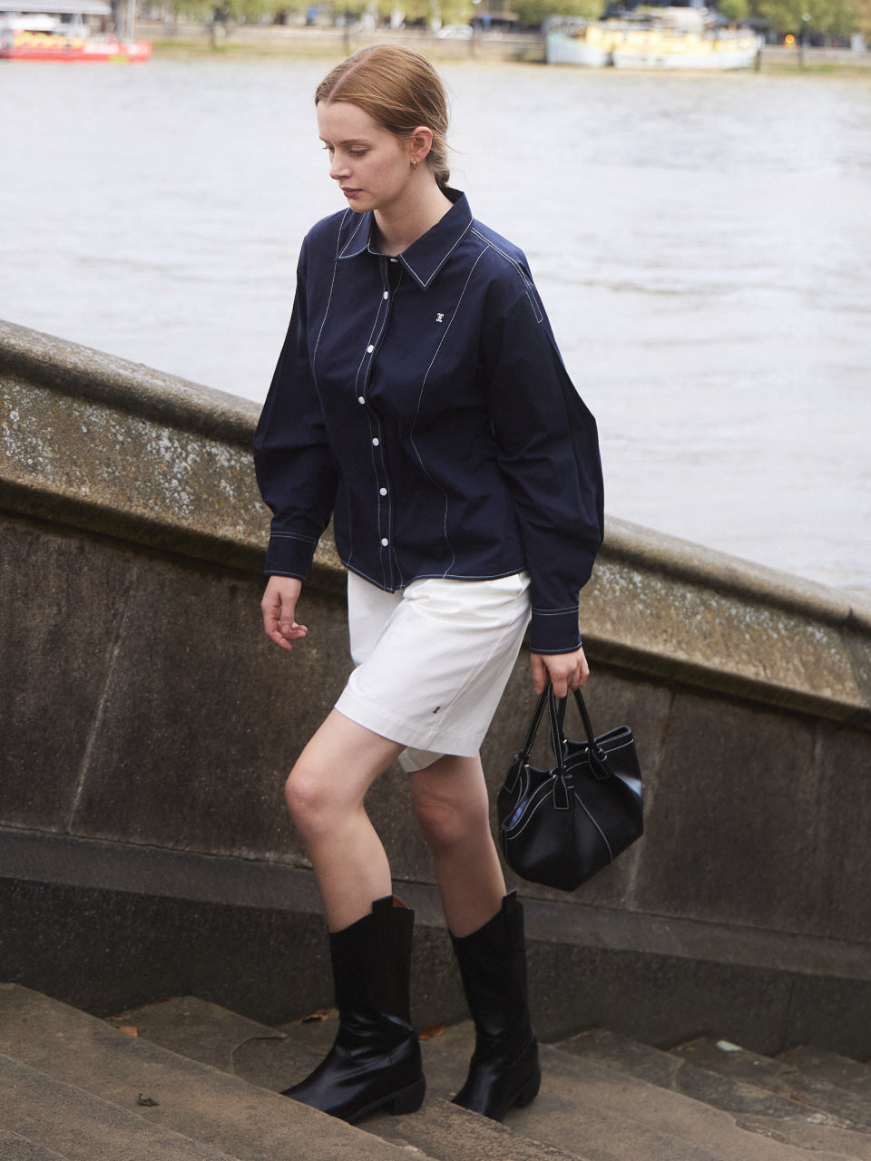 FOLNUA Mini Shell Bag - Black Stitch