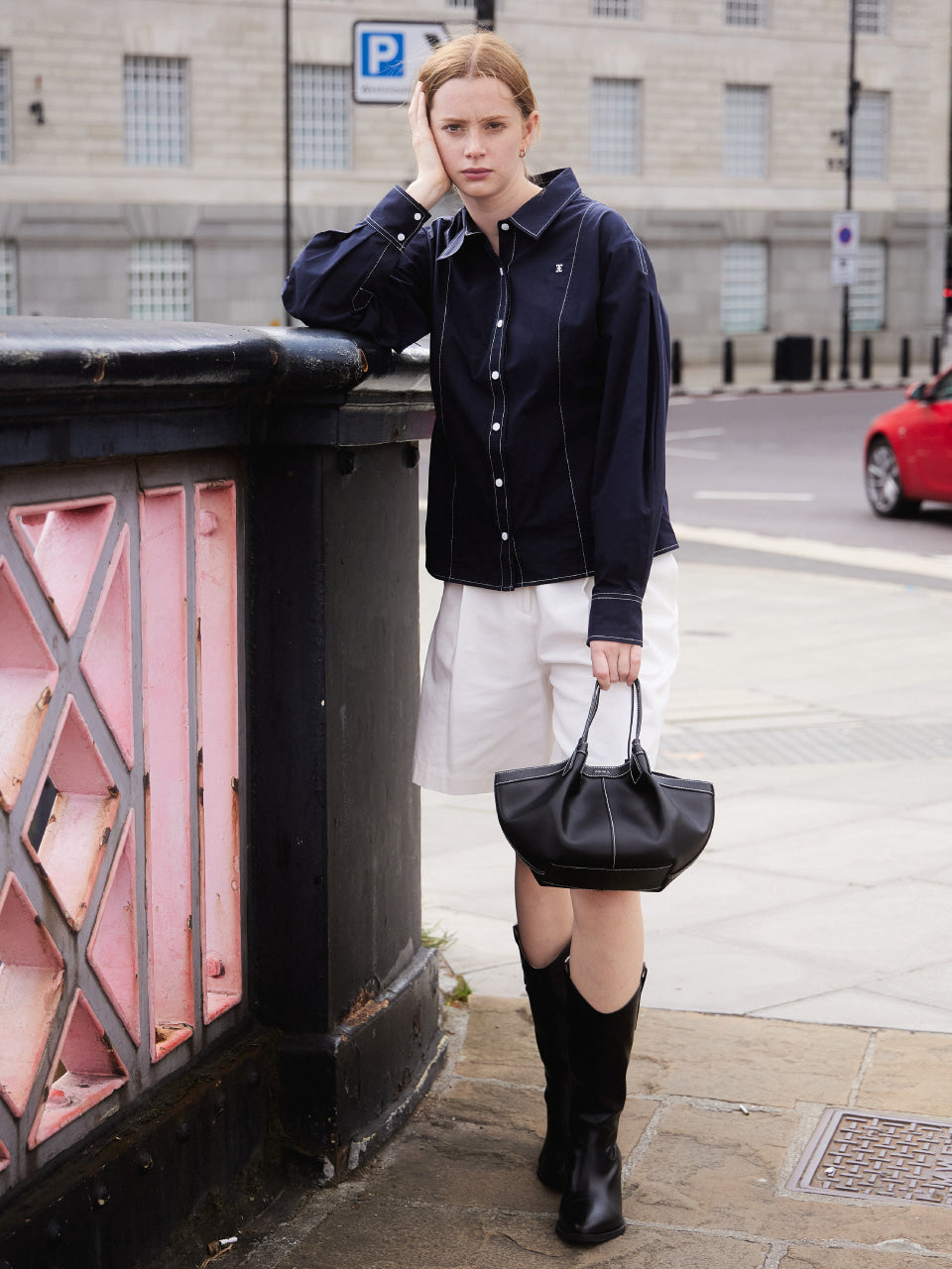 FOLNUA Mini Shell Bag - Black Stitch