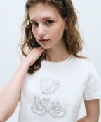 Marithé François Girbaud - W Sketch Doodle Bear Crop Tee