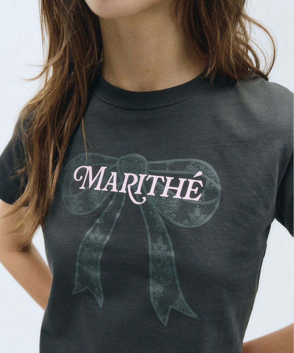 Marithé François Girbaud - W Ribbon Graphic Crop Tee