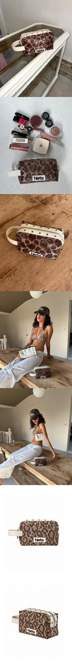 Hieta Mia Lace Stud Pouch Brown styled shots