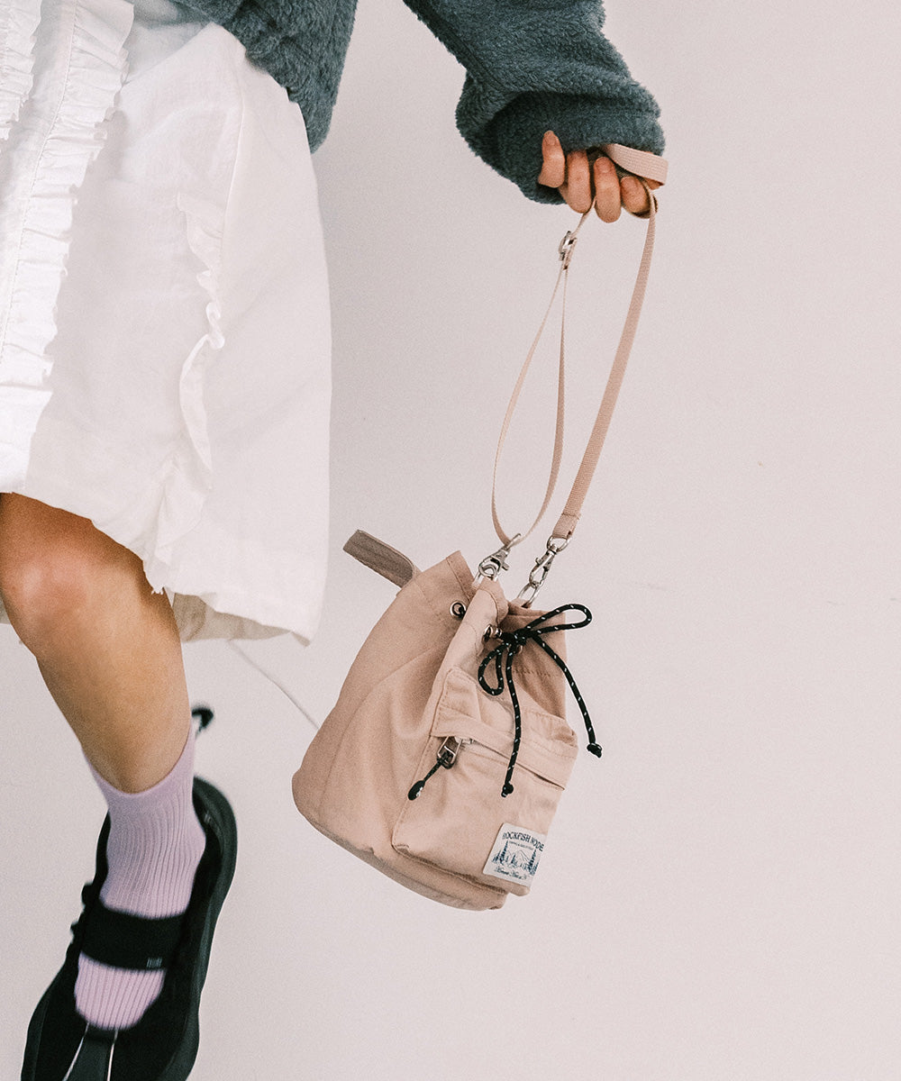 Rockfish Weatherwear Nylon Drawstring Mini Bag Pink Beige view 3