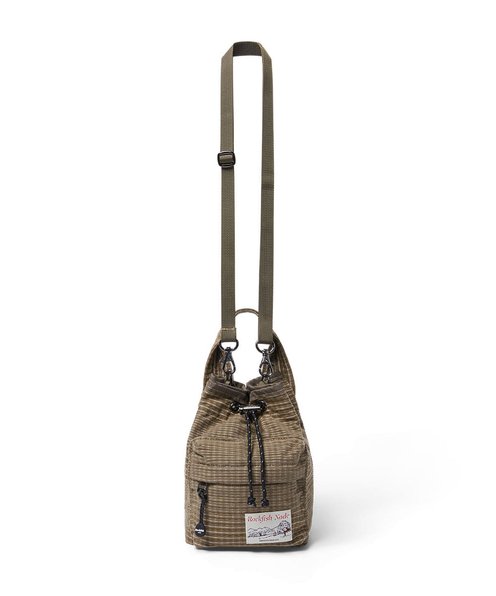 Rockfish Weatherwear CHECK DRAWSTRING MINI BAG Brown view 6