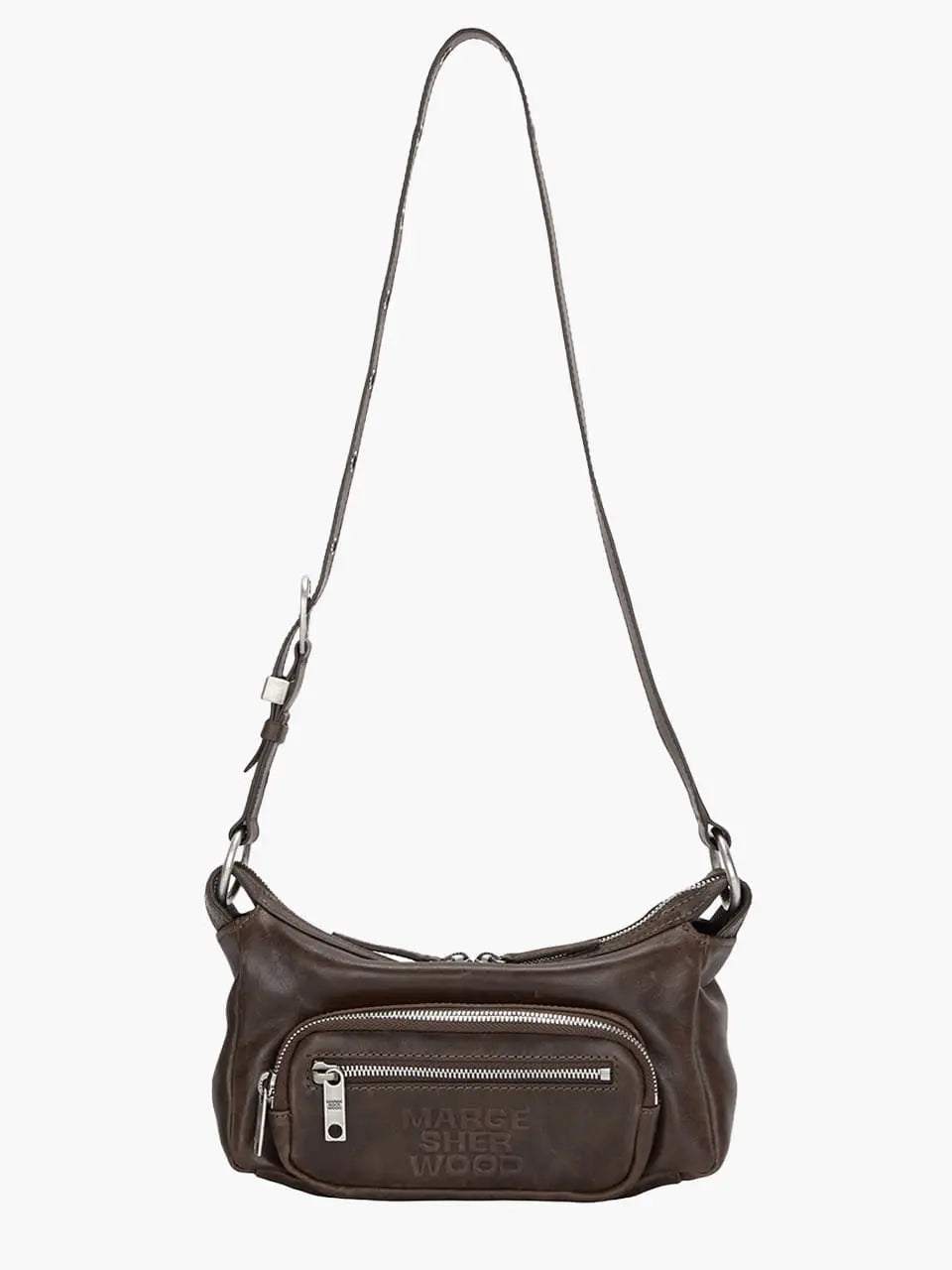 Marge Sherwood Outpocket Hobo Mini in washed brown pull-up, view 4