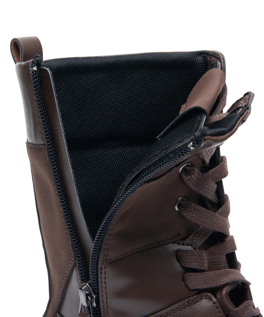 Rockfish Weatherwear Aster High Top Sneakers Dark Brown side zip closeup
