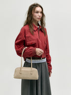 MARGESHERWOOD Soft Boston Ew Baguette Bag - Nude Nubuck