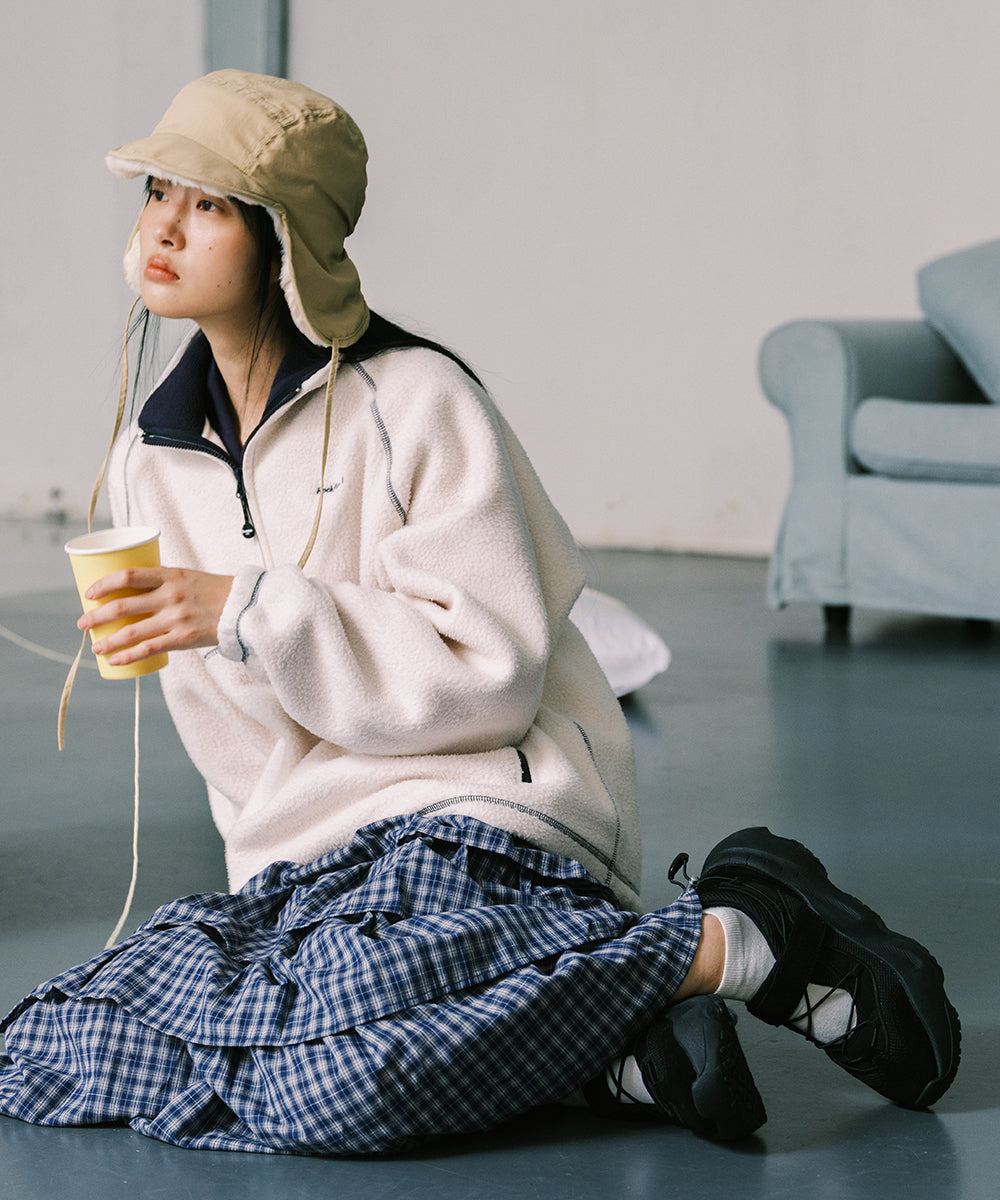 Rockfish Weatherwear BRYN VELCRO SNEAKERS V2 styled with a checked skirt