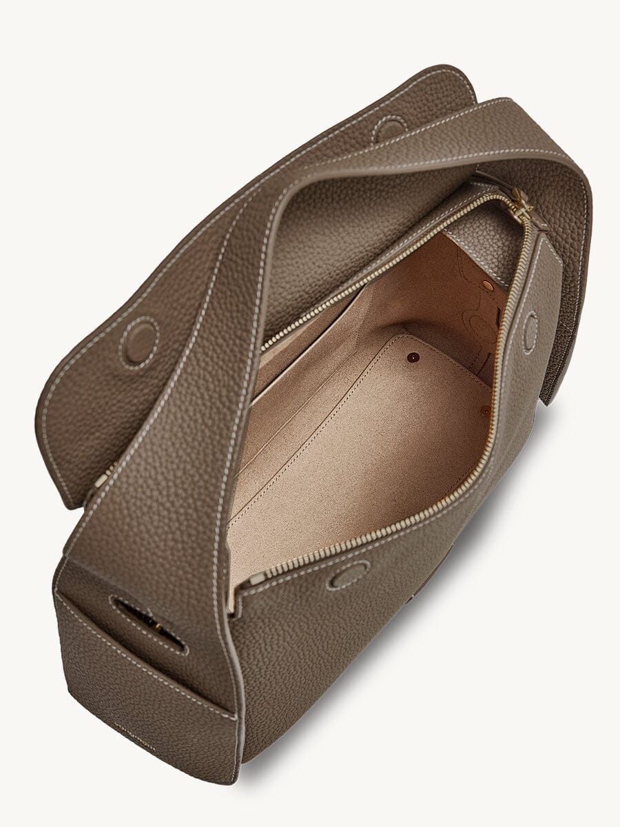 Songmont Drippy Roof Bag Taupe - open top showing the beige lining