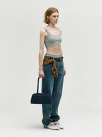 MARGESHERWOOD Soft Boston Ew Baguette Bag - Indigo Nubuck