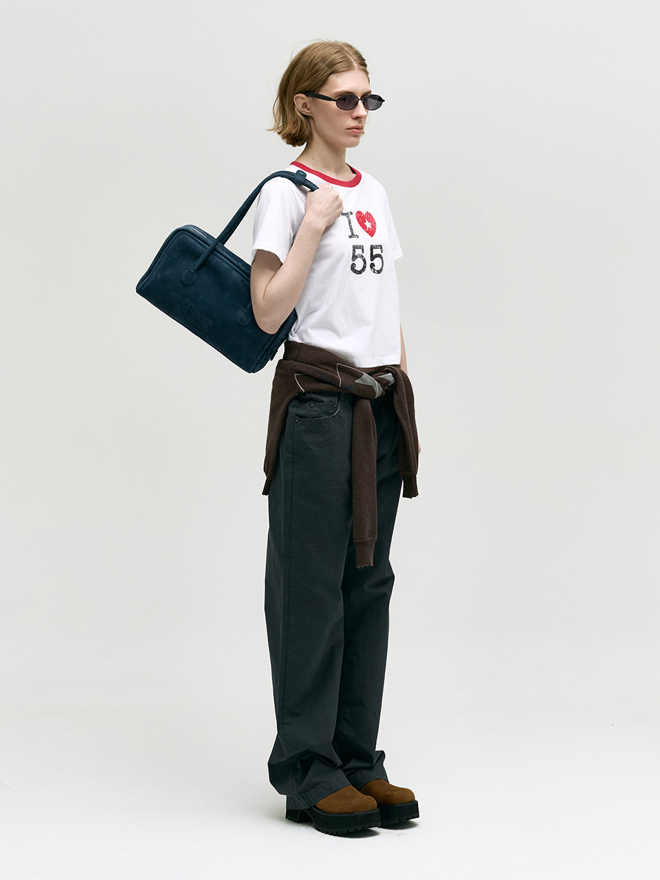 MARGESHERWOOD Soft Boston Bag - Indigo Nubuck