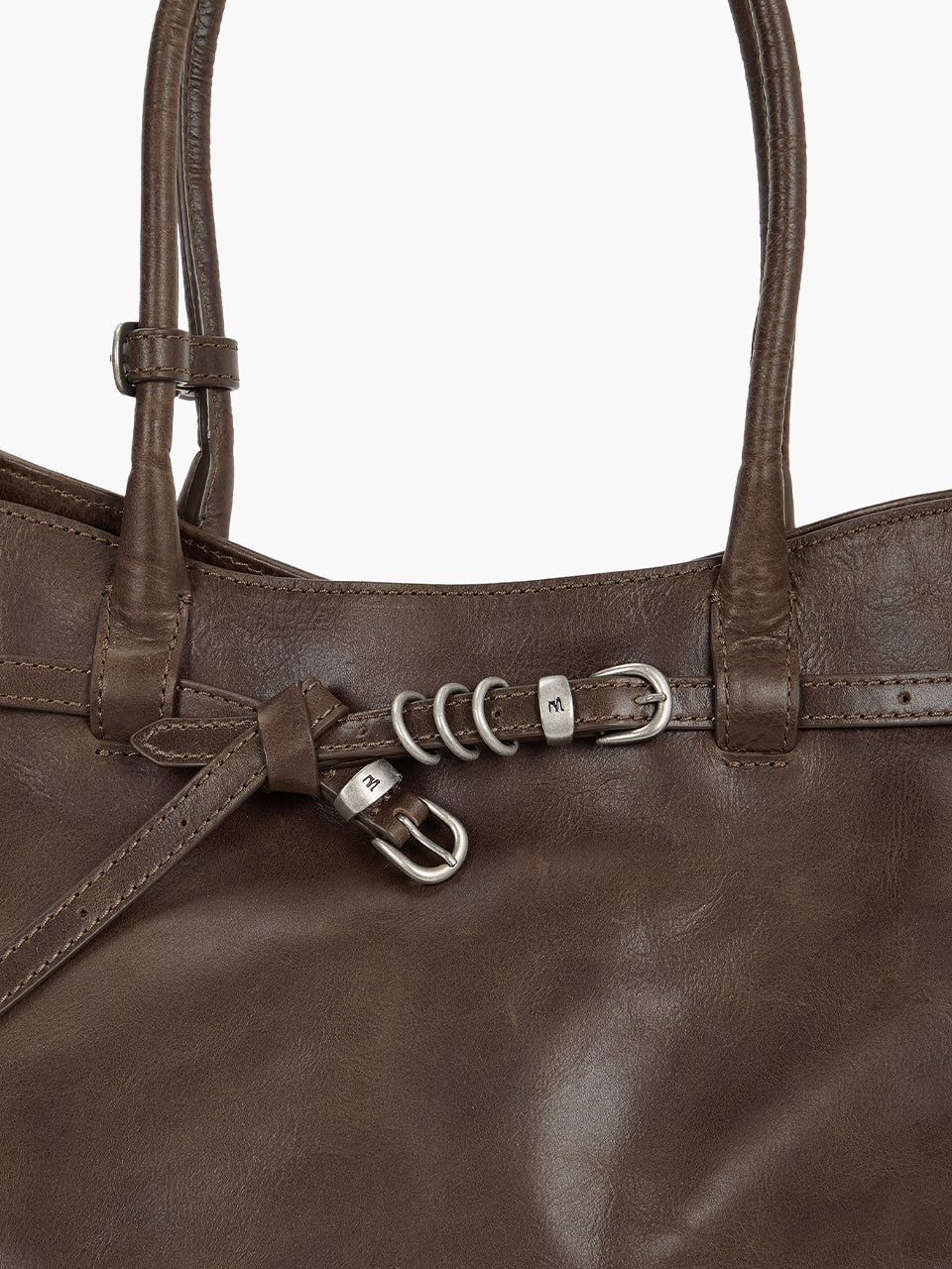 MARGESHERWOOD Grandma Used Bag Large - Washed Brown Pull-up Leather