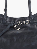 MARGESHERWOOD Grandma Used Bag Large - Navy Pull-up Leather